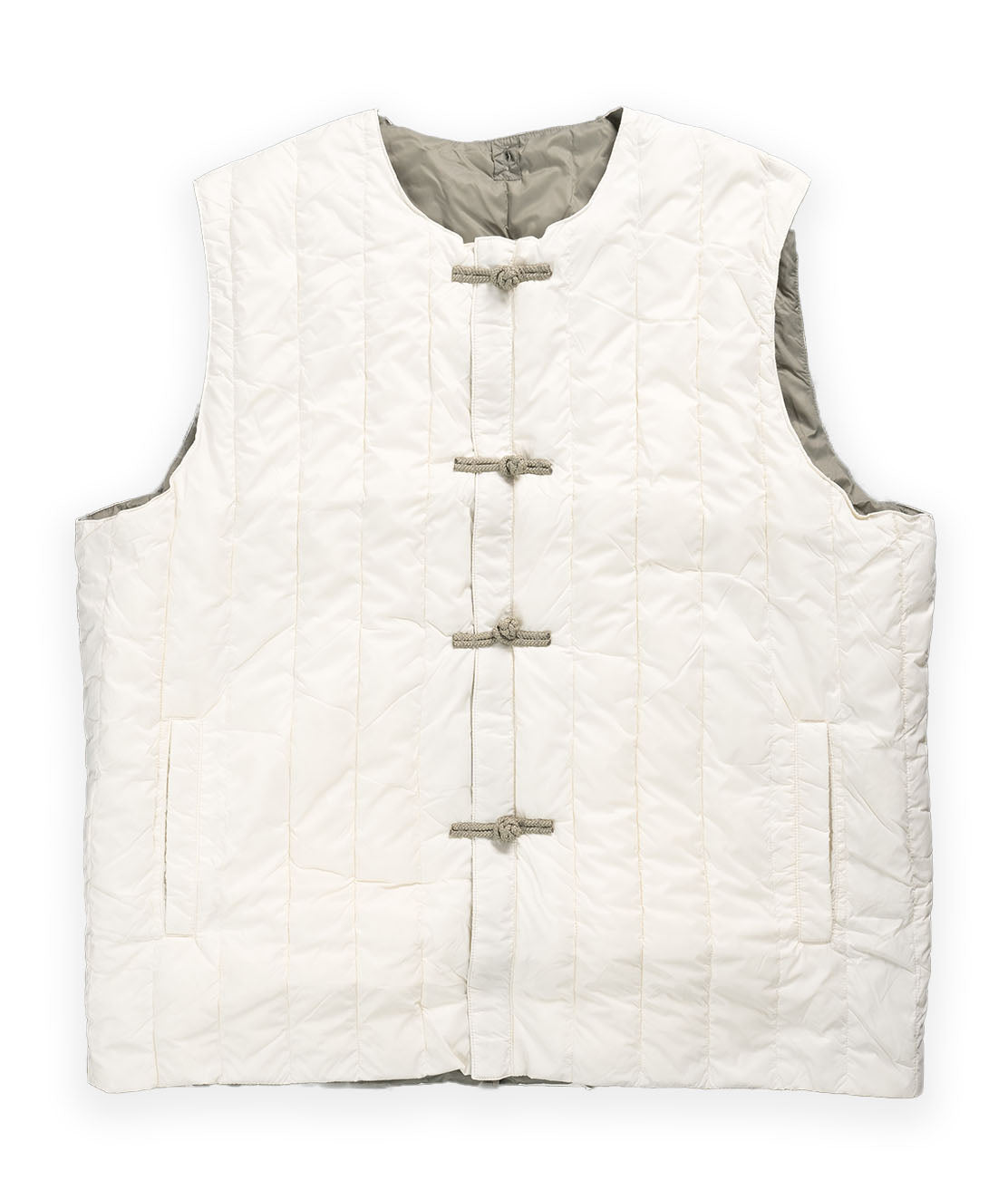 Taion x Beams Reversible China Button Inner Down Vest - Off White