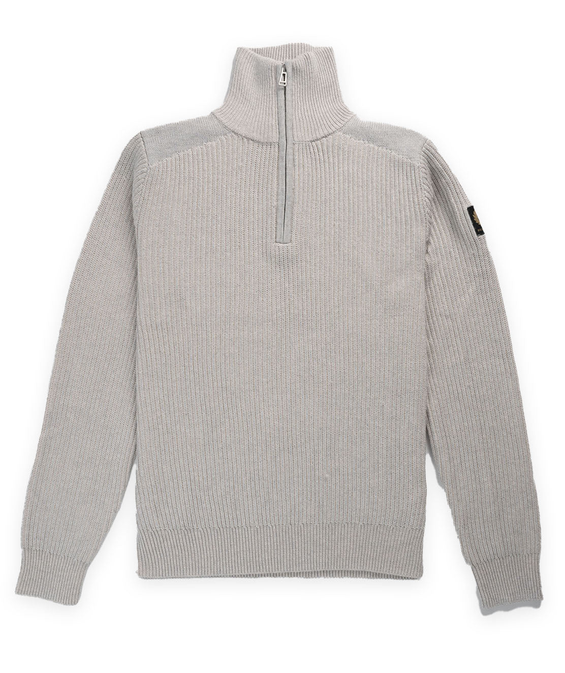 Belstaff Stanley Quarter Zip Jumper - Moonbeam/Old Silver Heather ...