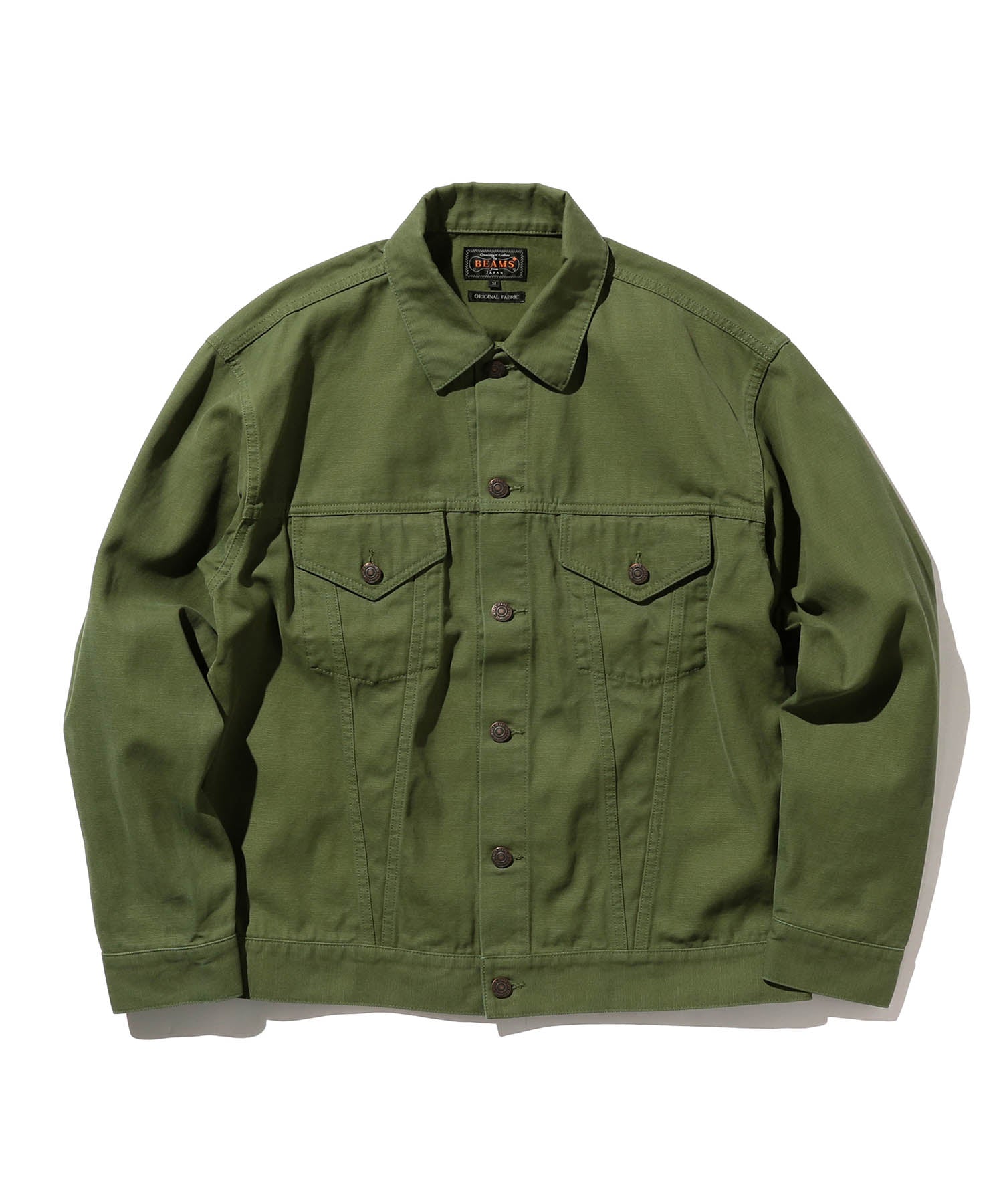 Beams Plus Trucker Jacket Hard Twisted Oxford - Olive – Copperfield